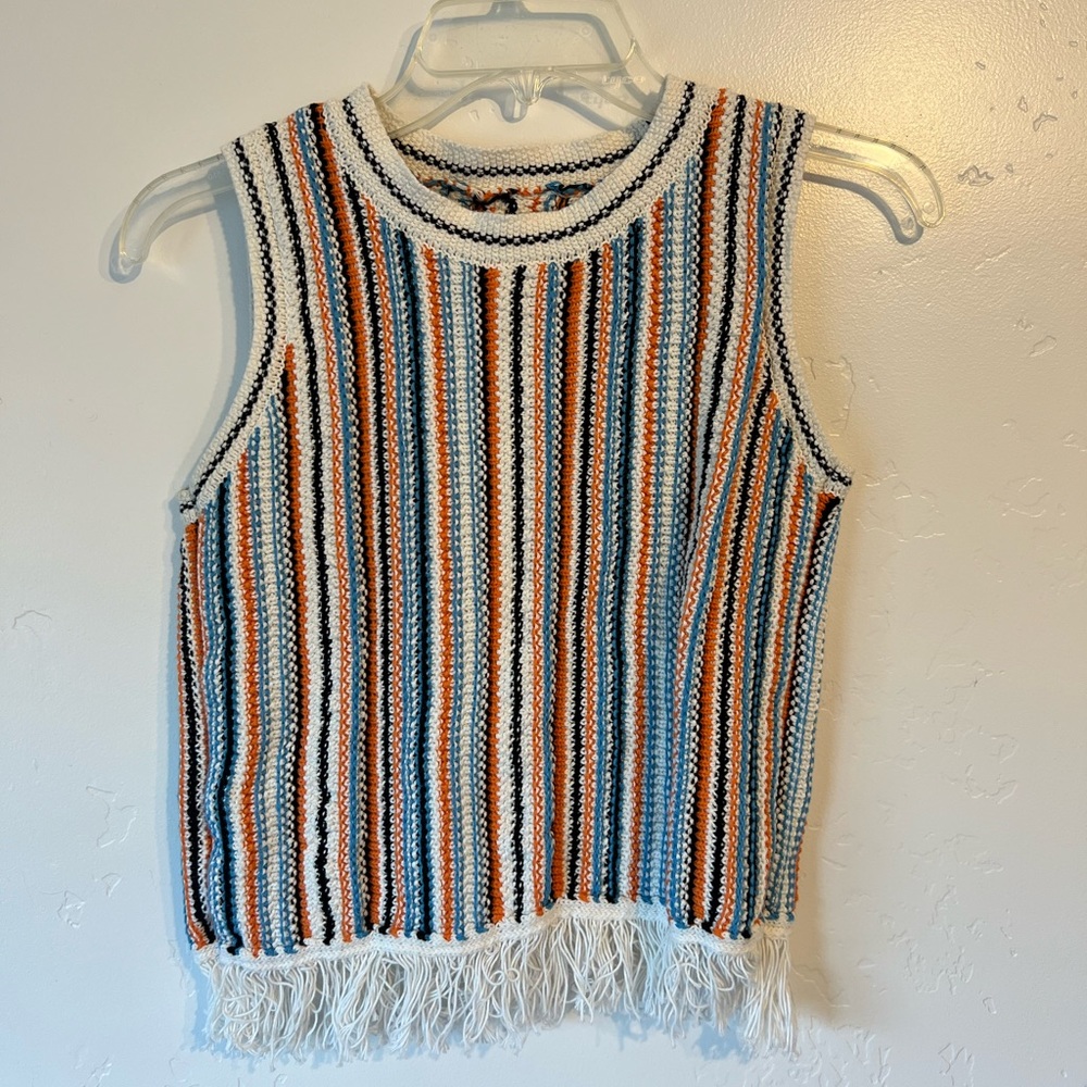 Crocheted Crop Top with Fringe